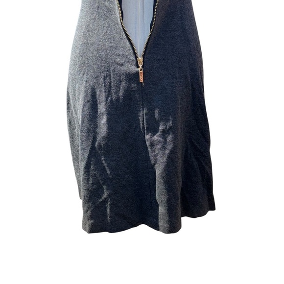 ELIZA J. Charcoal Gray Fit & Flare Mini Dress Jeweled Embellished Neckline Sz 6 - Picture 6 of 11